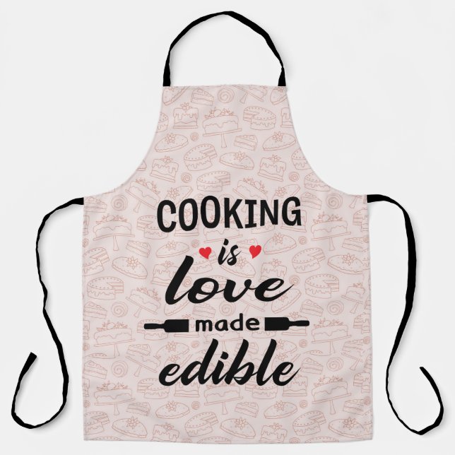 Tablier Cuisine est amour drôle slogan (Recto)