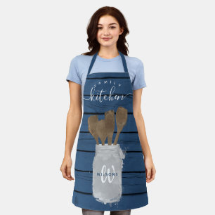 Tablier Cuisine familiale Cuisine rustique Bleue Bois Jar