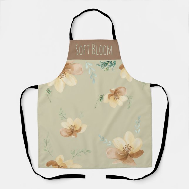 Tablier Cuisine "Fleur douce" Floral Aquarelle Jardinage (Recto)