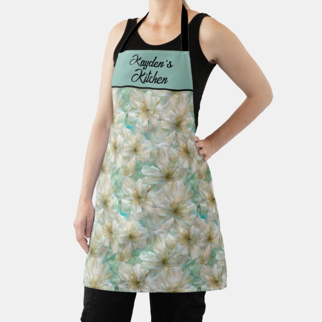 Tablier Cuisine florale de luxe verte époustouflante  (Insitu)