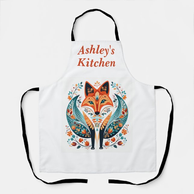 Tablier Cuisine Foxy Art Folk Cute Apron (Recto)