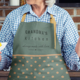 Tablier Cuisine grand-mère personnalisée bleu avec pois ta