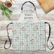 Cuisine grand-mère personnalisée Bleu Gingham Flor