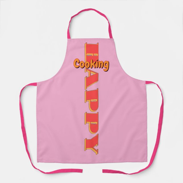 Tablier Cuisine Heureuse Rose (Recto)