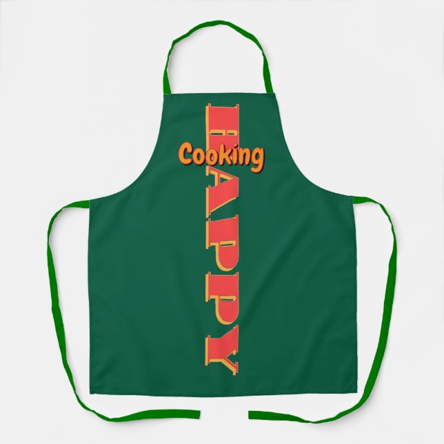 Tablier Cuisine Heureuse Verte (Recto)