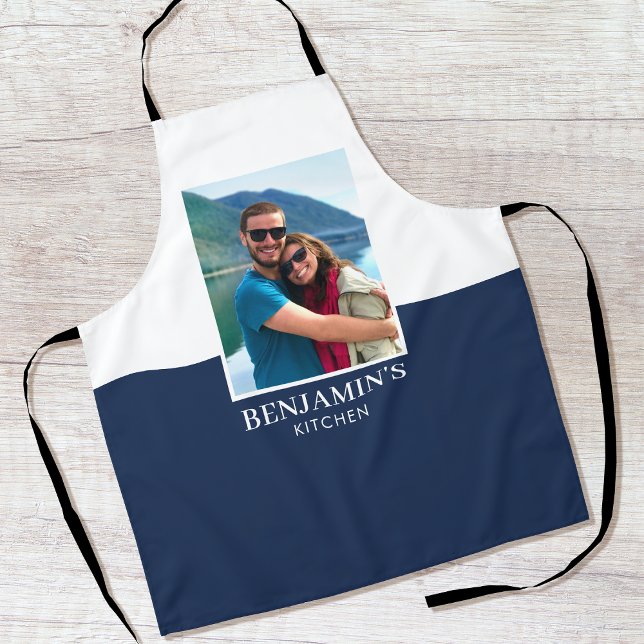 Tablier Cuisine moderne personnalisée avec photo Navy (Créateur téléchargé)