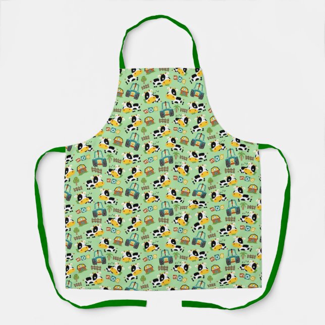 Tablier Cuisine Moo Whimsy - Barbecue Aprons Green (Recto)