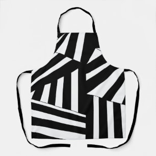Tablier Cuisine Motif à rayures diagonales noir et blanc