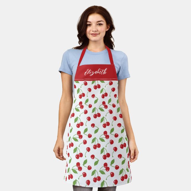 Tablier Cuisine Motif moderne Red Cherry (Porté)