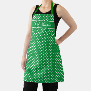 Tablier Cuisine motif personnalisée, verte et blanche
