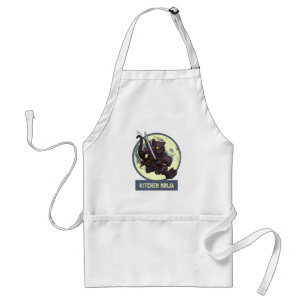 Tablier Cuisine Ninja Chat Noir Illustration Artistique