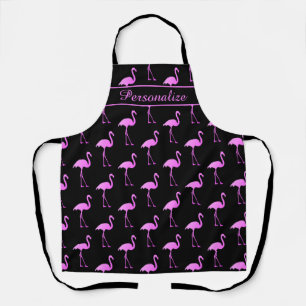 Tablier Cuisine personnalisée en flamand noir et rose