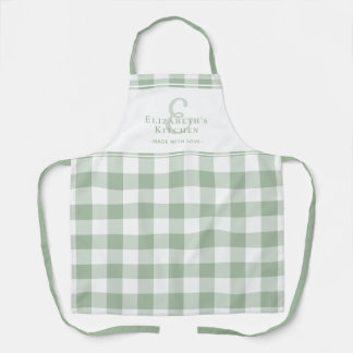 Tablier Cuisine personnalisée Monogramme Nom Gingham Vérif