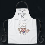 Tablier | Cuisine personnalisée Nom et dessin du c<br><div class="desc">Réglez la cuisine avec style avec ce tablier personnalisé ! Dessiné par une chanteuse amusante, le texte est personnalisable comme "Nicole's Kitchen" et "Where Best Memories Happen Est". [Date]', cet tablier célèbre le coeur de la maison. Avec des cravates de contraste pratiques, c'est un cadeau parfait pour le cuisinier extraordinaire...</div>