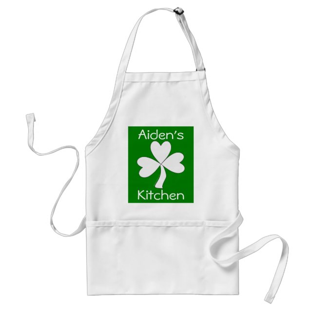 Tablier Cuisine personnalisée par shamrock blanc irlandais (Devant)