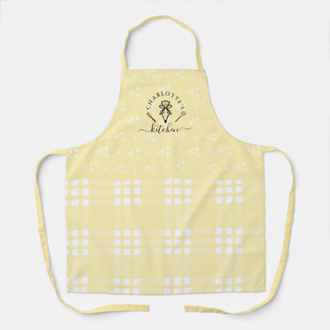 Tablier Cuisine Plaid Jaune Personnalisée Whisky & Pâtisse (Recto)
