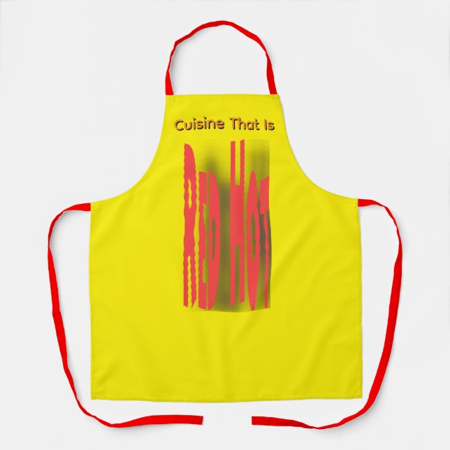 Tablier Cuisine Rouge Chaud Jaune Clair  (Recto)
