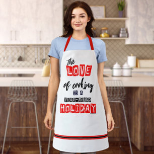 Tablier Cuisine rouge et noire toute l'année Love