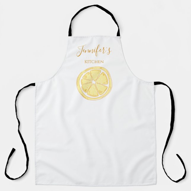 Tablier Cuisine sur le thème des citrons tranchés (Recto)