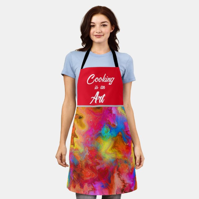 TABLIER CUISINE TENDANCE EST UN ARC-EN-CIEL D'ART  (Porté)