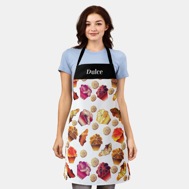 Tablier Cuisine Texte Personnalisé Muffins Croissants Cann (Porté)