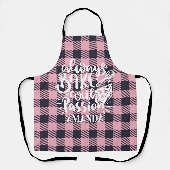 Tablier Cuisine toujours cuite avec Passion Pink Plaid (Recto)