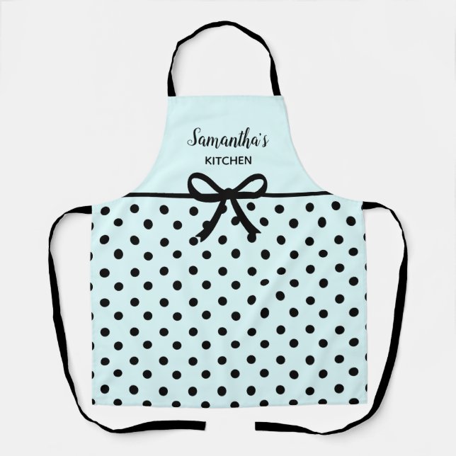 Tablier Cuisine Turquoise en texte noir Pois cuits (Recto)