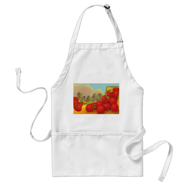 Tablier Cuisine Vintage fraise Crate Art BBQ Apron (Devant)