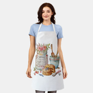 Tablier Cuisine vintage Vie morte avec Fleurs et Cuisiné
