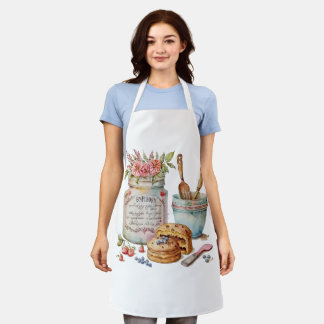 Tablier Cuisine vintage Vie morte avec Fleurs et Cuisiné