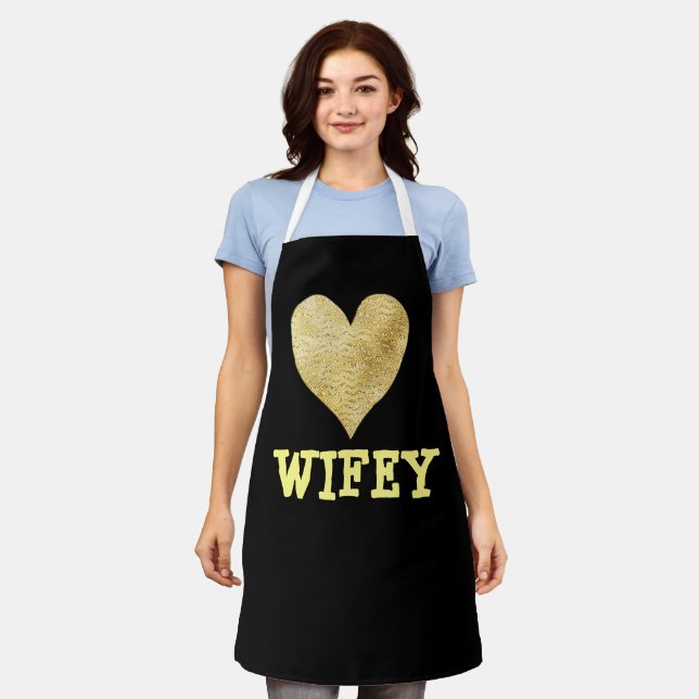 Tablier CUISINE WIFE WIFEY or parties scintillant coeur AP (Porté)