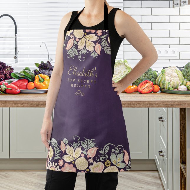 Tablier Cuisinier de cuisine florale élégante rustique de  (Créateur téléchargé)