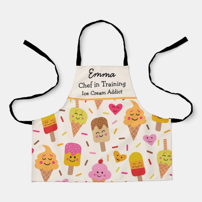 Tablier Cuisinier Kawaii Ice Cream lollipop sur mesure en  (Recto)
