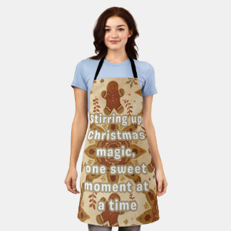 Tablier Cuisinier Magique Pain d'Épice Rétro-Boho Noël