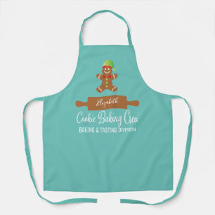 Tablier Cuisinière biscuit Crew Blue Christmas Apron