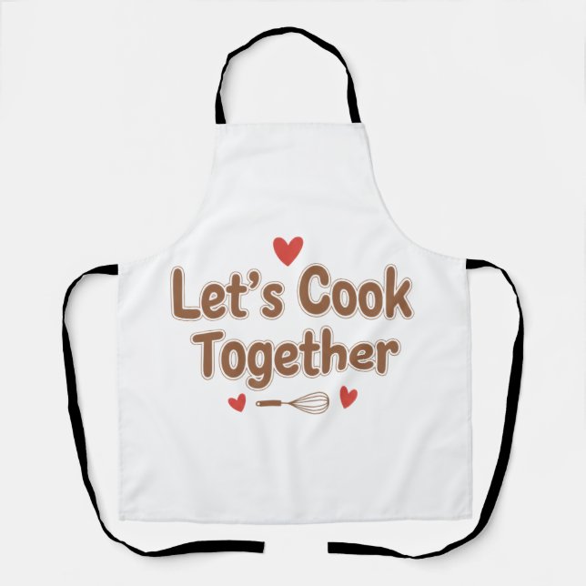 Tablier Cuisinons Ensemble – Citation de Cuisine Mignonne  (Recto)