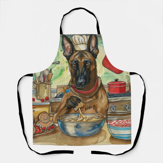 Tablier Cuisson festive de Noël du Malinois belge : (Recto)