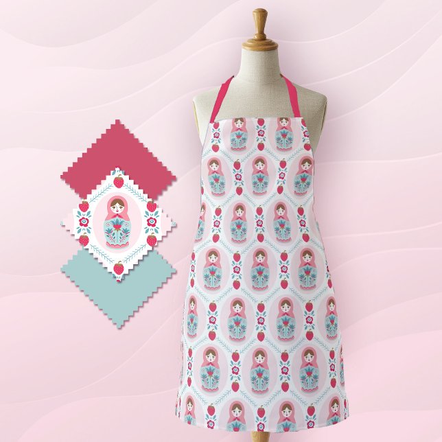 Tablier Cuisson Motif rose (A cute pink matryoshka pattern apron. So stylish and fun!)