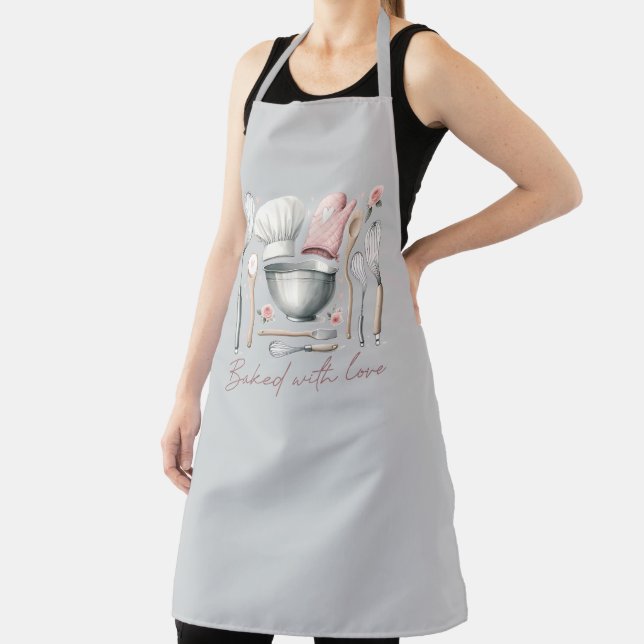 Tablier Cuisson Rose avec citation d'amour (Insitu)