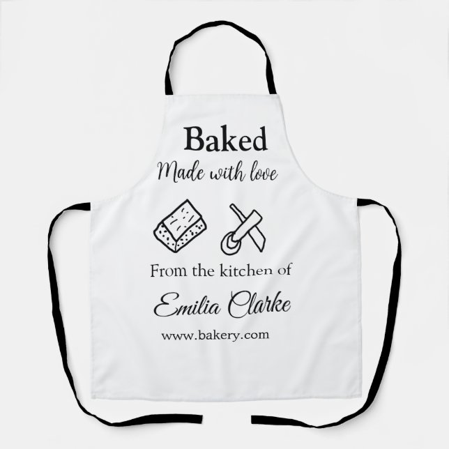 Tablier Cuit avec amour boulangerie entreprise ajouter nom (Recto)
