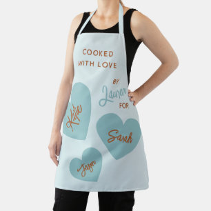 Tablier Cuit Avec Amour Personnalisé Bleu Doux