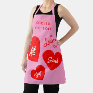 Tablier Cuit Avec Amour Personnalisé Rose