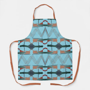 Tablier Cuivre Turquoise gris sur Aqua Zig-zag Tiers sud-o
