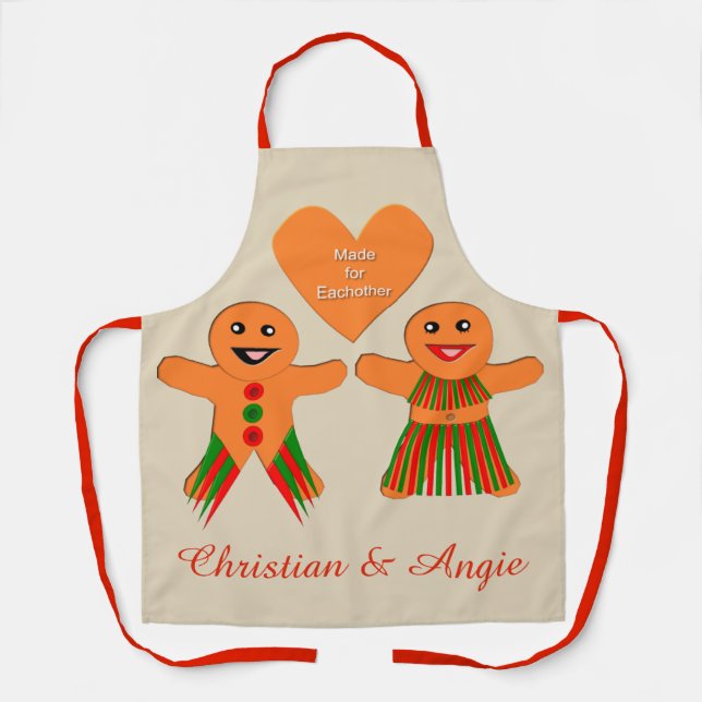 Tablier Cume Noël Gingerbread Couple Custom (Recto)