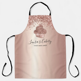 Tablier Cupcake Bakery Pastry Chef Glitter Drips Rose Gold