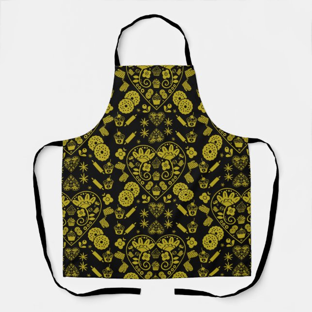 Tablier Cupcake Baking Folk Art (Recto)
