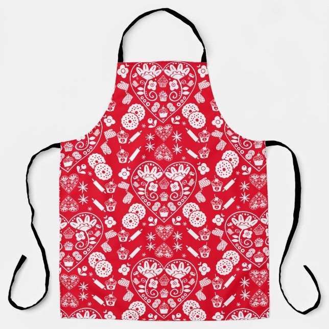 Tablier Cupcake Baking Folk Art (Recto)