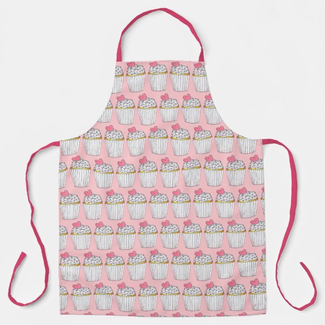 Tablier Cupcake de Coeur rose Glacet de glaçage Arroses bo (Recto)