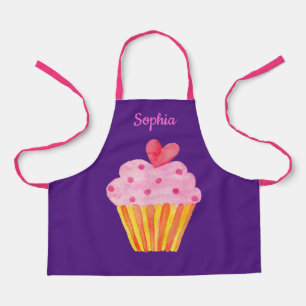 Tablier Cupcake Kids NOM apron de cuisson aquarelle