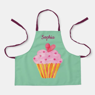 Tablier Cupcake Kids NOM apron de cuisson aquarelle